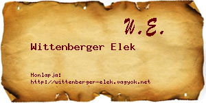 Wittenberger Elek névjegykártya